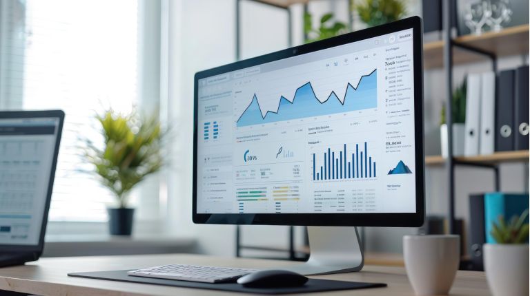A digital marketing dashboard displaying website traffic data driven by SEO efforts.