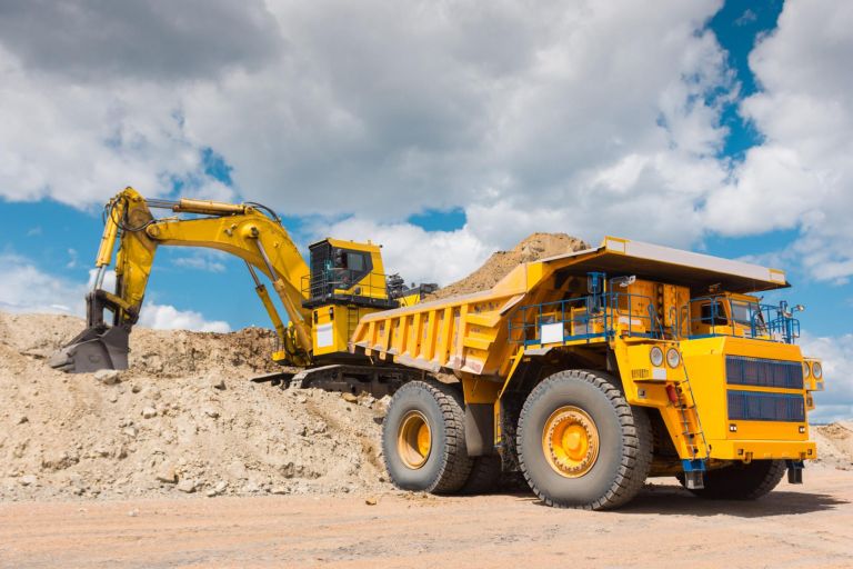 earthmoving at an open-pit, coal mining, big truck